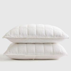 NWOT! Quince Linen Set Of 2 White Box Quilted Shams! --King (S4)